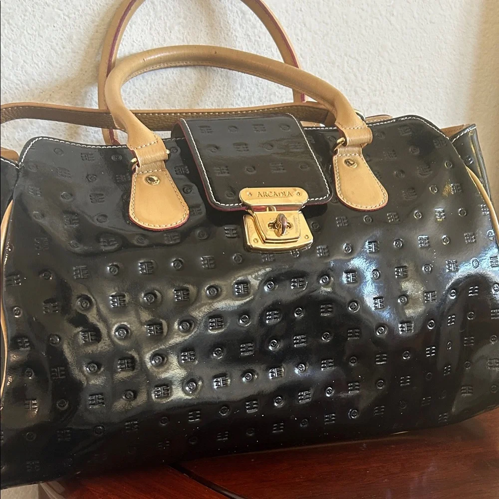 Arcadia Black and Tan Satchel